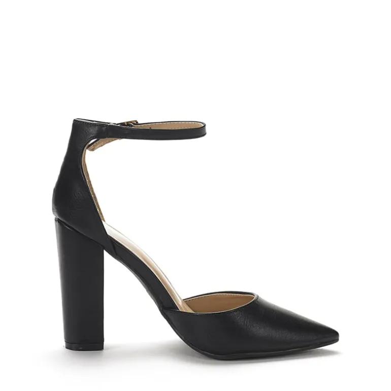 Pointed Toe Chunky Heel Pumps