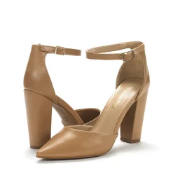 Pointed Toe Chunky Heel Pumps