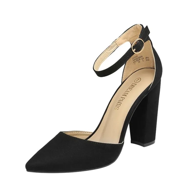 Pointed Toe Chunky Heel Pumps
