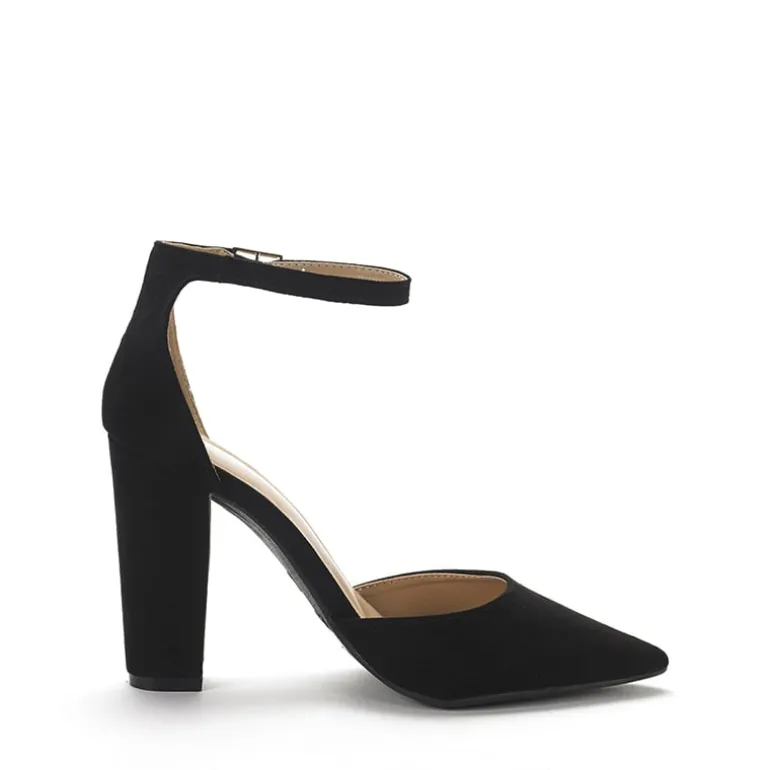 Pointed Toe Chunky Heel Pumps