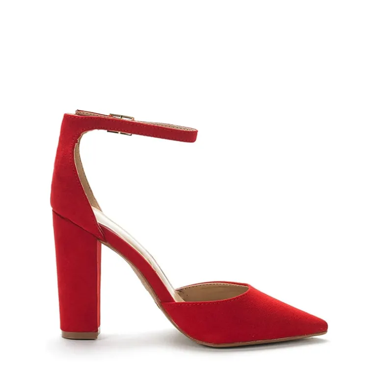 Pointed Toe Chunky Heel Pumps