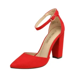 Pointed Toe Chunky Heel Pumps