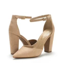 Pointed Toe Chunky Heel Pumps