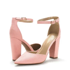 Pointed Toe Chunky Heel Pumps
