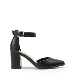 Pointed Toe Chunky Mid Heel Pumps