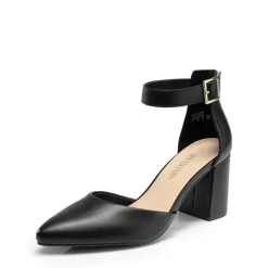 Pointed Toe Chunky Mid Heel Pumps