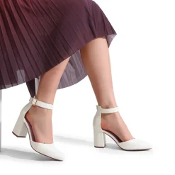 Pointed Toe Chunky Mid Heel Pumps