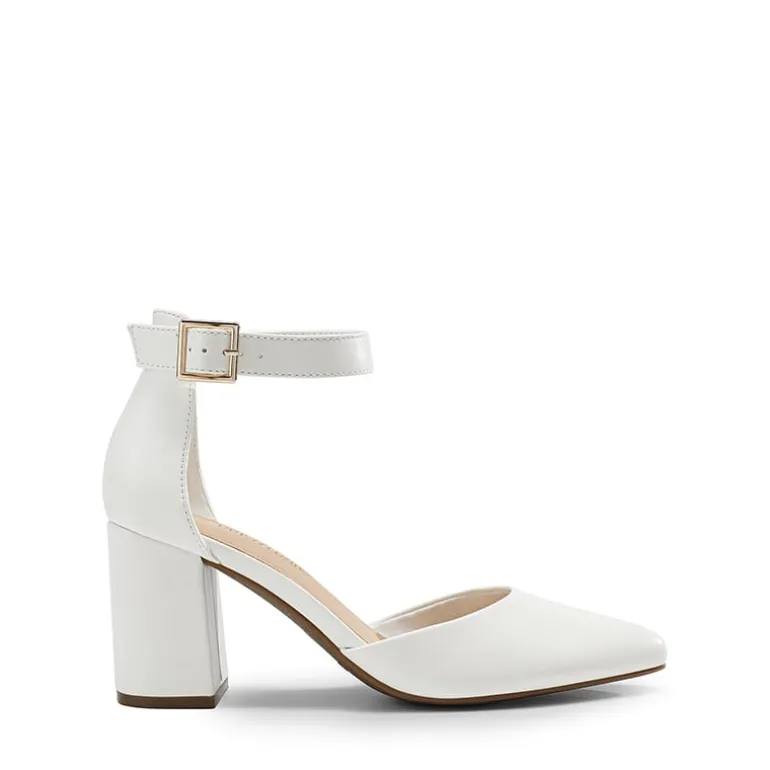 Pointed Toe Chunky Mid Heel Pumps