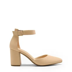 Pointed Toe Chunky Mid Heel Pumps