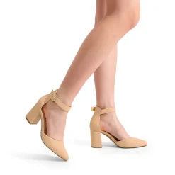 Pointed Toe Chunky Mid Heel Pumps
