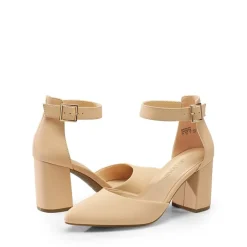 Pointed Toe Chunky Mid Heel Pumps
