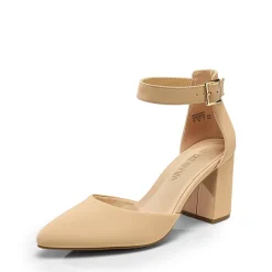 Pointed Toe Chunky Mid Heel Pumps