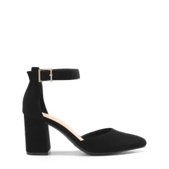 Pointed Toe Chunky Mid Heel Pumps