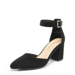 Pointed Toe Chunky Mid Heel Pumps