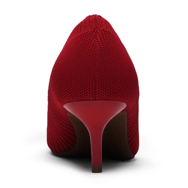 Pointed Toe Knitted Kitten Heel Pumps