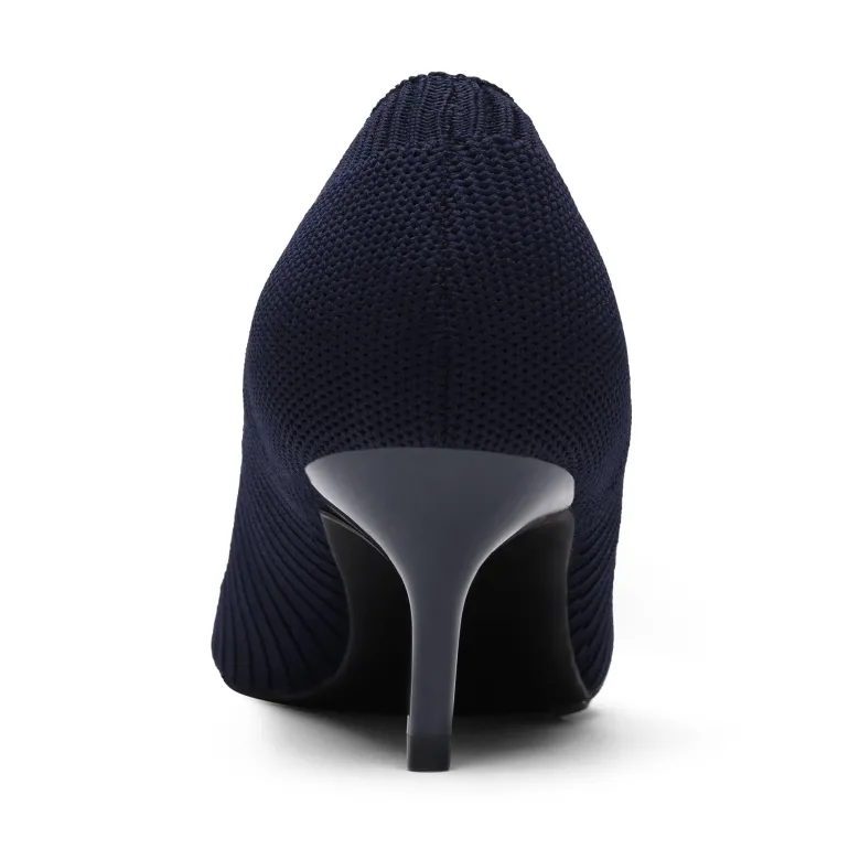 Pointed Toe Knitted Kitten Heel Pumps