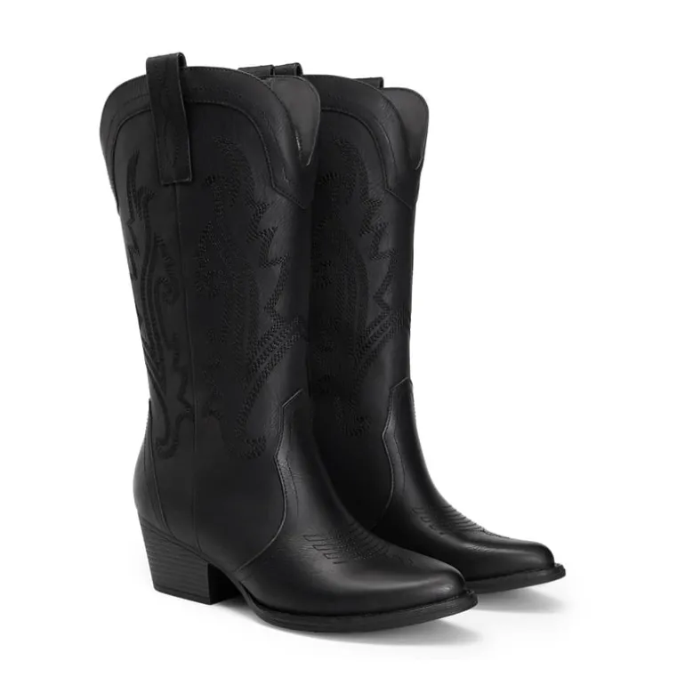 Pointed-Toe Mid-calf Cowgirl Boots