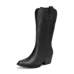 Pointed-Toe Mid-calf Cowgirl Boots
