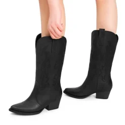 Pointed-Toe Mid-calf Cowgirl Boots