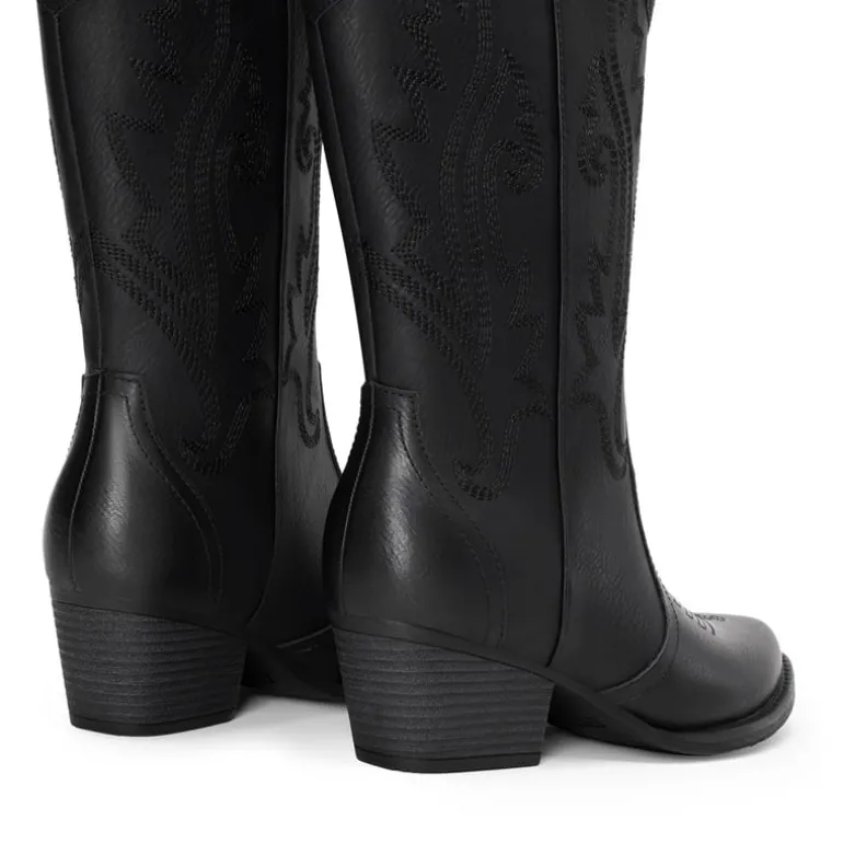Pointed-Toe Mid-calf Cowgirl Boots