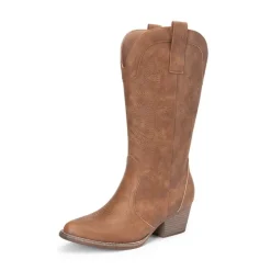 Pointed-Toe Mid-calf Cowgirl Boots