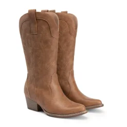 Pointed-Toe Mid-calf Cowgirl Boots
