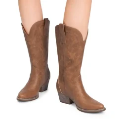 Pointed-Toe Mid-calf Cowgirl Boots