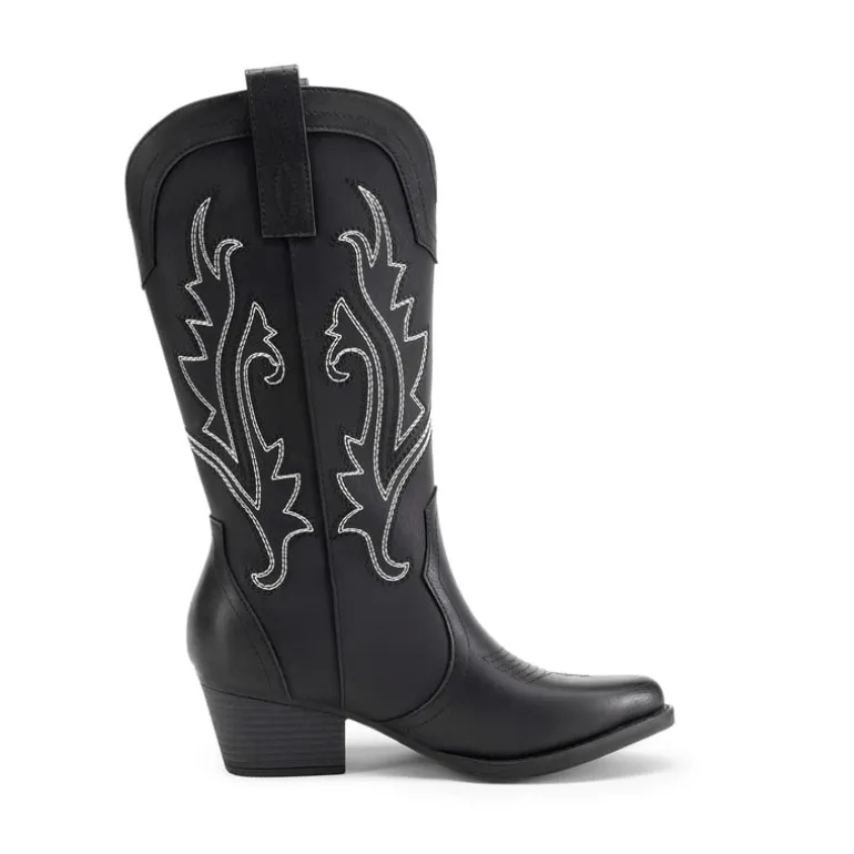 Pointed-Toe Mid-calf Cowgirl Boots