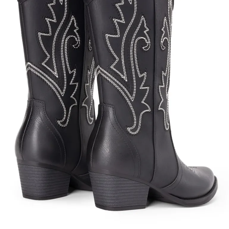 Pointed-Toe Mid-calf Cowgirl Boots