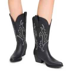 Pointed-Toe Mid-calf Cowgirl Boots