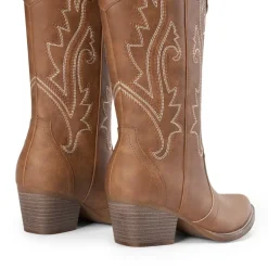 Pointed-Toe Mid-calf Cowgirl Boots