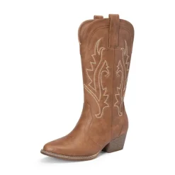 Pointed-Toe Mid-calf Cowgirl Boots