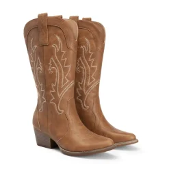 Pointed-Toe Mid-calf Cowgirl Boots