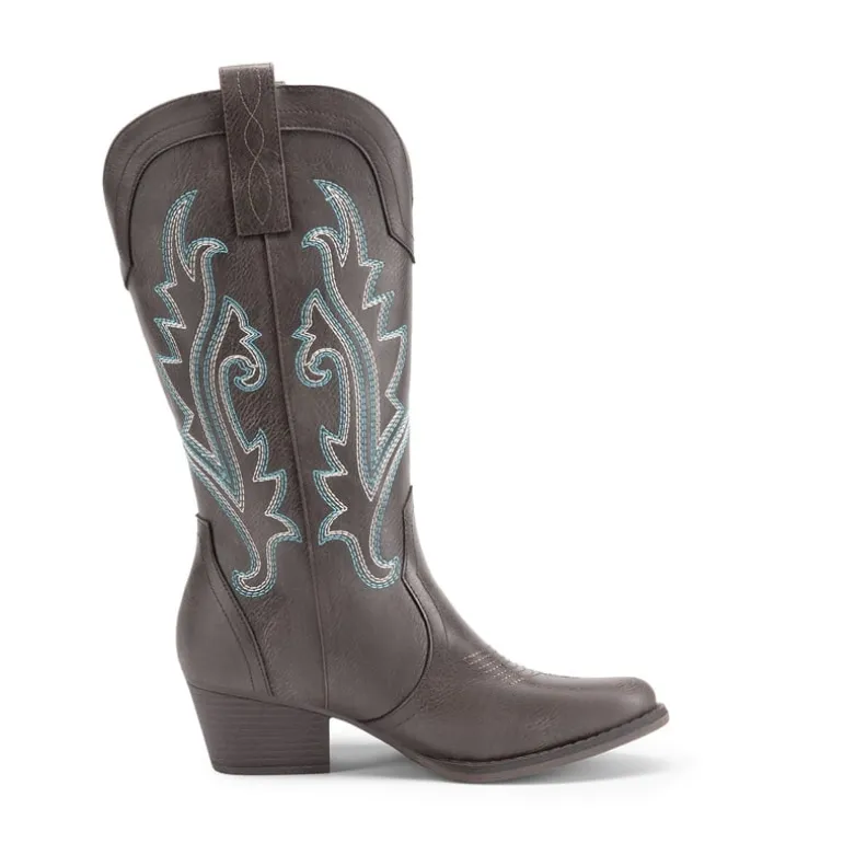 Pointed-Toe Mid-calf Cowgirl Boots