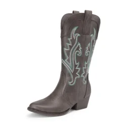 Pointed-Toe Mid-calf Cowgirl Boots