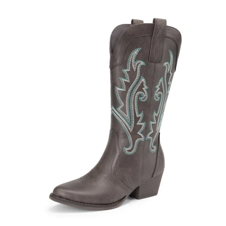 Pointed-Toe Mid-calf Cowgirl Boots