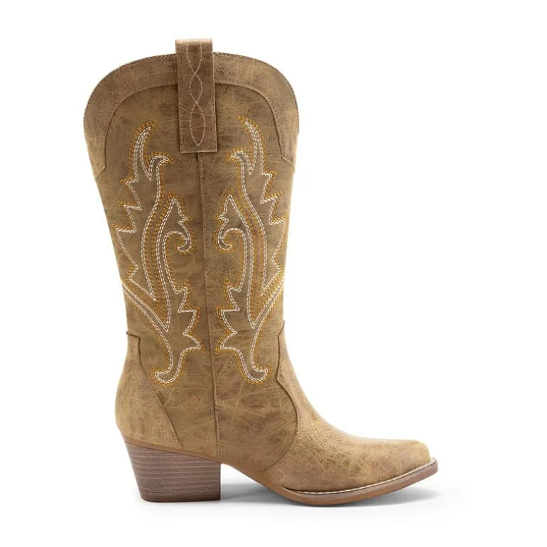 Pointed-Toe Mid-calf Cowgirl Boots