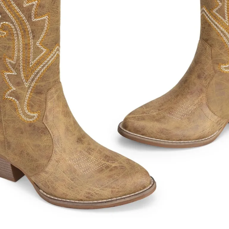 Pointed-Toe Mid-calf Cowgirl Boots