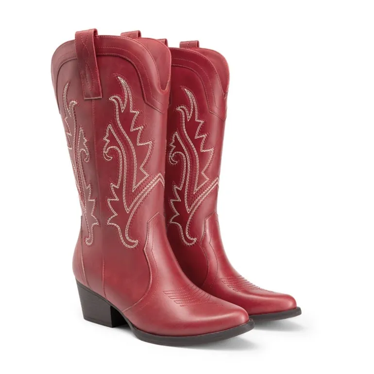 Pointed-Toe Mid-calf Cowgirl Boots