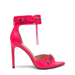 Pointed Toe Moto-Inspired Stiletto Heel Sandals