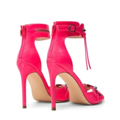 Pointed Toe Moto-Inspired Stiletto Heel Sandals