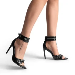 Pointed Toe Moto-Inspired Stiletto Heel Sandals