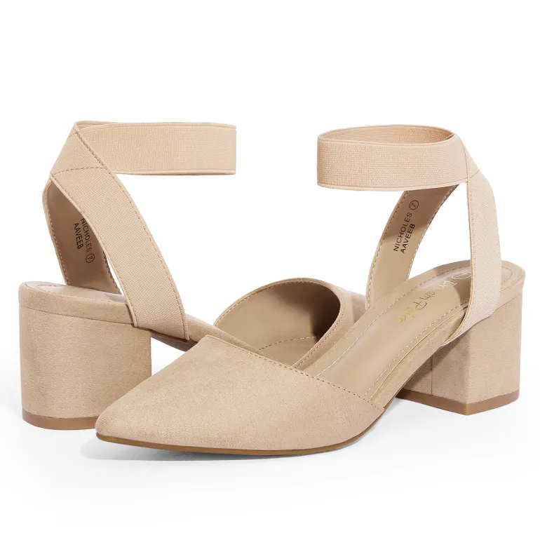 Pointed Toe Pumps with Ankle Strap