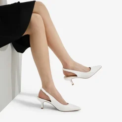 Pointed Toe Slingback Kitten Heel Pumps