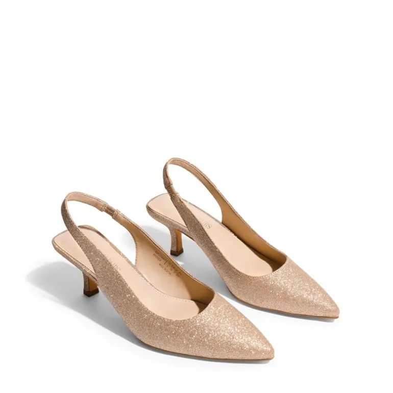 Pointed Toe Slingback Kitten Heel Pumps