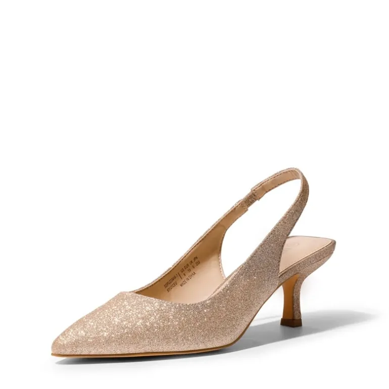 Pointed Toe Slingback Kitten Heel Pumps