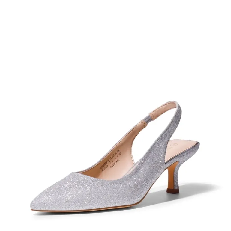 Pointed Toe Slingback Kitten Heel Pumps