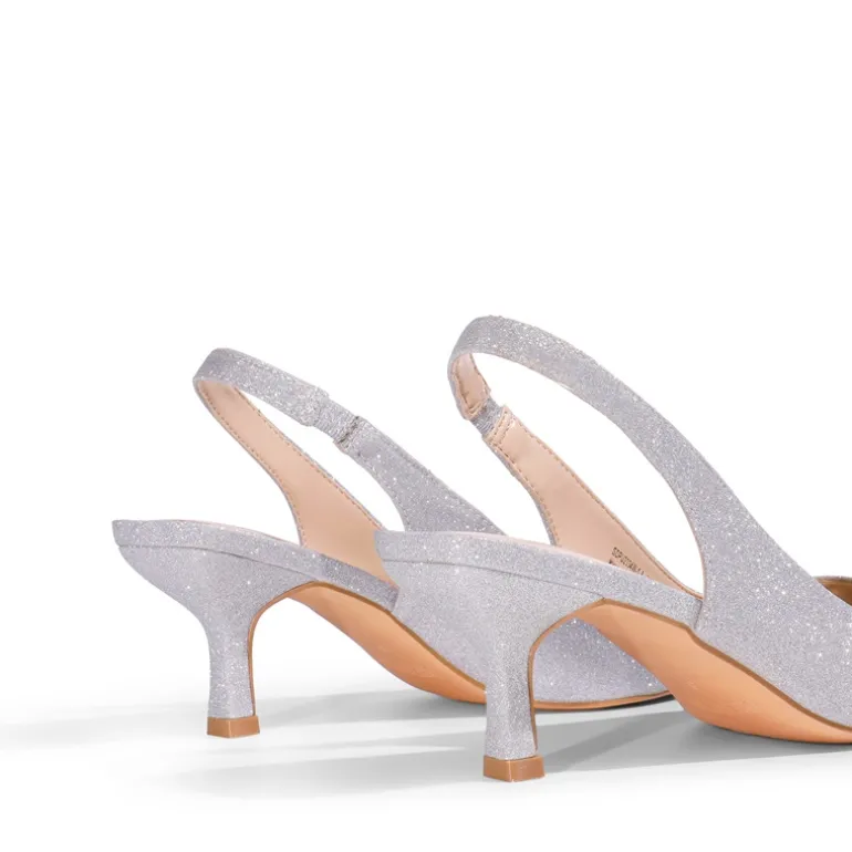 Pointed Toe Slingback Kitten Heel Pumps