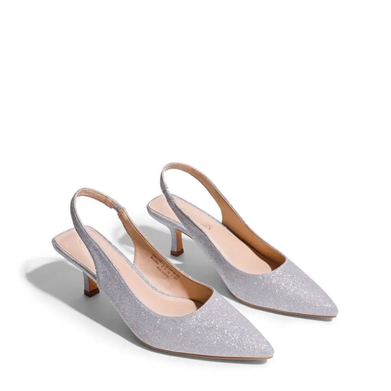 Pointed Toe Slingback Kitten Heel Pumps