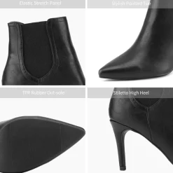 Pointed Toe Stiletto Chelsea Ankle Booties